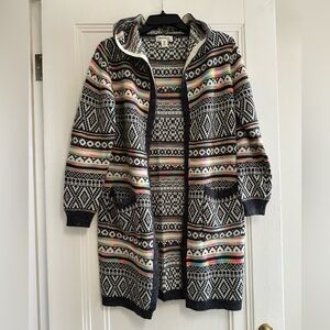 Boho-Rainbow Hooded Long Cardigan - Women's Size XS